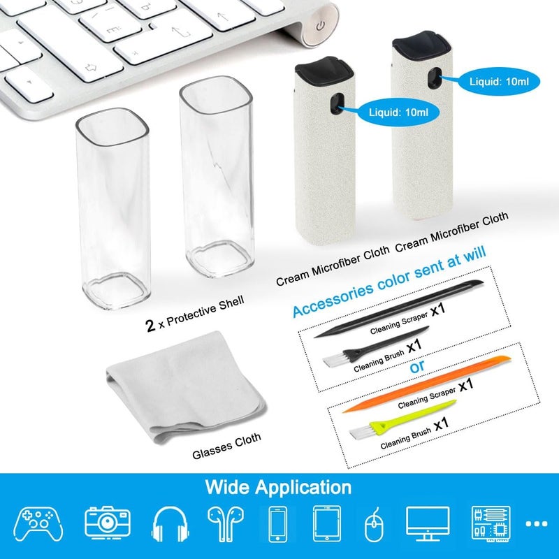 walrfid 2Pcs Car Screen Cleaner, Laptop Screen Cleaner Spray and Wipe, Electronic Computer Cleaning Kit for iPad, iPhone, Cellphone, Monitor, MacBook Pro, Car Display, Tablet, TV Flat Screens, Cream - Image 2